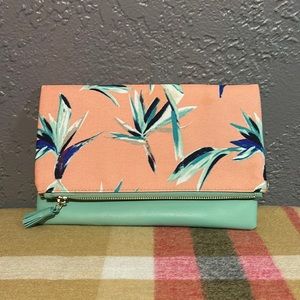 Rachel Pally Tropical Reversible Leather Trimmed Clutch Bag